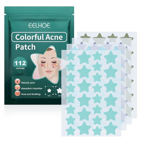 2 Stück Akne Pimple Patch,224 Stars Pickel Patch Pickel-Aufkleber, Hydrokolloid-Flecken, Pickel absorbierende Abdeckung für Hautunreinheiten,Facial Spots Dots, Makelfleck, Hautbehandlung von KFDDRN