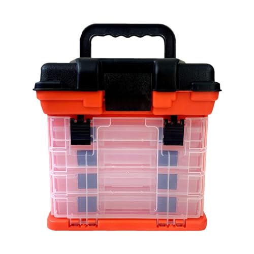KFGISD, Angelgerätebox, 4-lagige Angelköderbox, Tackle Utility Box, tragbare Angelbox, Angelgeräte-Organizer, Aufbewahrungsbox for Seefischerei ，Angeln Box(Red) von KFGISD