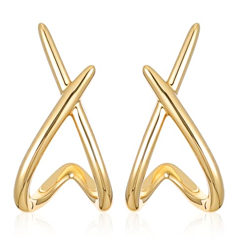 KFHENSOMR Minimalistische Ohrringes Für Einen, 2 Stück Damen CZ Kleine Ohrstecker X form, 925 Gold Silber Ohrringe Für Frauen, Ohrringe Gold Stecker Hauch Von Raffinesse KFHENSOMR Minimalistische Ohrringes Für Einen, 2 Stück Damen CZ Kleine Ohrstecker X form, 925 Gold Silber Ohrringe Für Frauen, Ohrringe Gold Stecker Hauch Von Raffinesse von KFHENSOMR