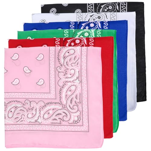 KFHENSOMR 6 Stück Bandana Damen Herren Nickitücher Kopftuch Halstuch Sommer Männer Unisex Polyester Kopftücher Haartuch Nickitücher Tuch Bindetuch Headwear Haar Schal Paisley Muster(54 x 54 cm) von KFHENSOMR