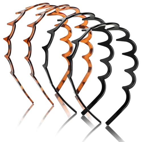 KFHENSOMR Zickzack Haarreif 4 Stück Haifischzahn Haarkamm Haarreif für Damen Gewellte Kunststoff Zick Zack Haarreifs Haarband Gewellte Kunststoff Stirnband Make Up Damen Sport Outdoor Tägliche von KFHENSOMR