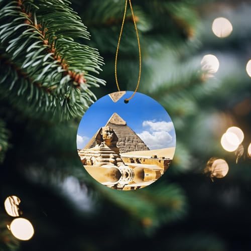 KFRXXZQB Pyramids of Egypt – runde Aluminium-Anhänger – anpassbarer doppelseitiger Druck, 0,8 mm dünne Goldschnur für Weihnachten., 10 cm, Aluminium KFRXXZQB Pyramids of Egypt – runde Aluminium-Anhänger – anpassbarer doppelseitiger Druck, 0,8 mm dünne Goldschnur für Weihnachten., 10 cm, Aluminium von KFRXXZQB