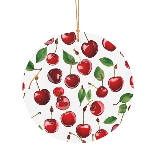KFRXXZQB Rote Kirschen – runde Aluminium-Anhänger – anpassbarer doppelseitiger Druck, 0,8 mm dünne Goldschnur für Weihnachten., 8 cm, Aluminium KFRXXZQB Rote Kirschen – runde Aluminium-Anhänger – anpassbarer doppelseitiger Druck, 0,8 mm dünne Goldschnur für Weihnachten., 8 cm, Aluminium von KFRXXZQB
