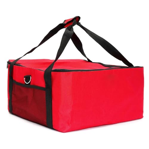KFXYSM Pizzatasche,Pizzatasche Thermo 16 Zoll Thermobox Container Aufbewahrung Stärke Halter Oxford Tuch Pizza Liefertasche Frische Lebensmittel Rot Isoliert Einfach Zu Verwenden Tragbar(Red) von KFXYSM