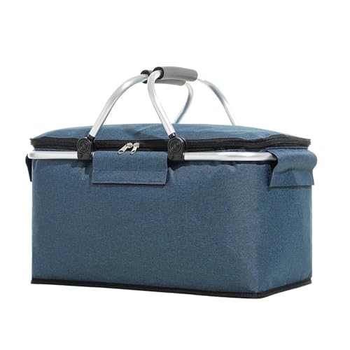 KFXYSM Pizzatasche,Pizzatasche Thermo Super Großer Outdoor-Picknickkorb, Kühlbox, Wärmeisolierte Tasche, Zusammenklappbar, Faltbar, Aluminiumrahmenfolie(Blue) von KFXYSM