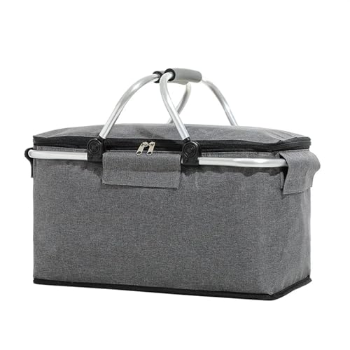KFXYSM Pizzatasche,Pizzatasche Thermo Super Großer Outdoor-Picknickkorb, Kühlbox, Wärmeisolierte Tasche, Zusammenklappbar, Faltbar, Aluminiumrahmenfolie(Gray) von KFXYSM