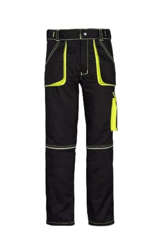 KG Nizo Kinderhose IN SCHWARZ GELB Mädchenhose Jungenhose Jungen Gartenhose Freizeithose Kinder Arbeitshose MÄDCHEN Hose Unisex Neon (116) von KG