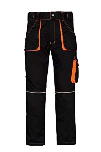 KG Nizo I Kinderhose IN SCHWARZ ORANGE Mädchenhose Jungenhose Jungen Gartenhose Freizeithose Kinder Arbeitshose Kinderhose MÄDCHEN Hose Unisex Neon Berufshose Schutzhose Sicherheitshose (134) von KG