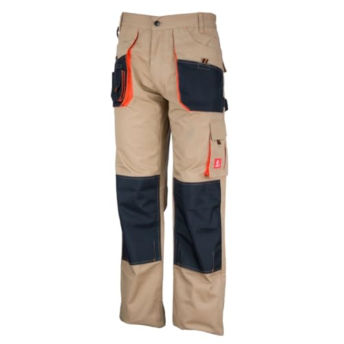 KG Profi Arbeitshose URG-C BEIGE Herrenhose Berufshose Schutzhose Sicherheitshose Herren Hose Kombihose für Handwerker Gärtner Mechaniker (58) von KG