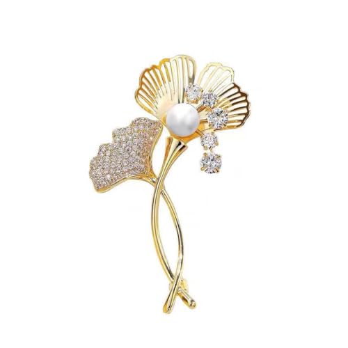 Ginkgo-Blatt-Brosche, Anstecknadel, Corsage, Bekleidungszubehör, Damen-Schalknopf für Damen, Schal-Anstecknadel, Clip, Hochzeit, Party, Kleidungszubehör von KGADRX