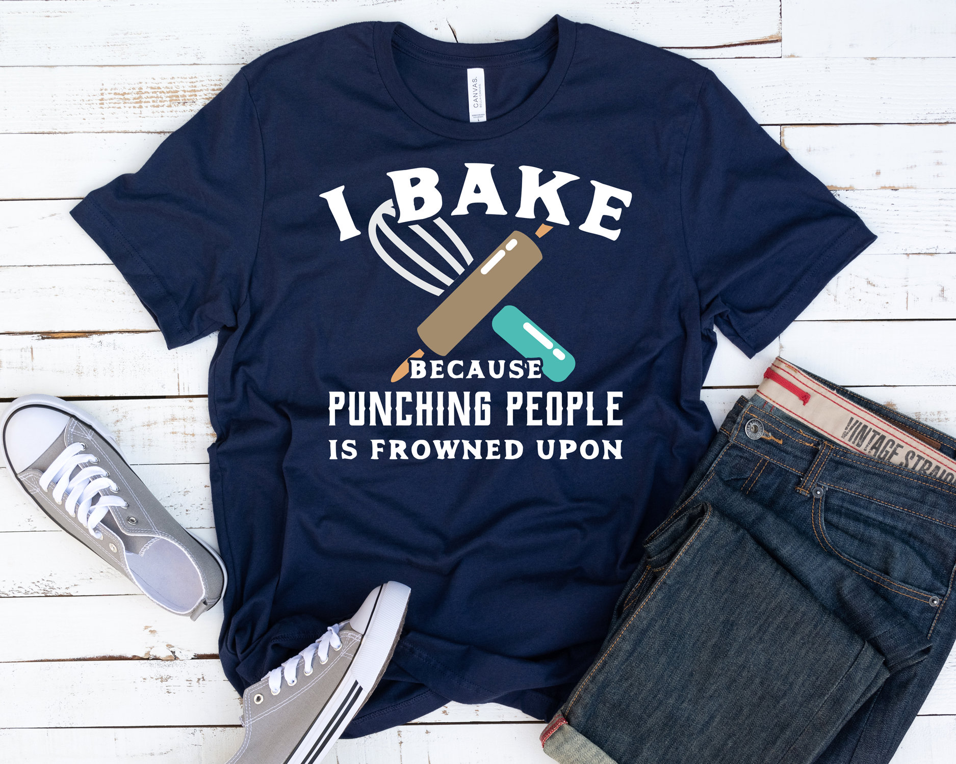 Lustige Backen T Shirt Ich Backen, Weil Punching Menschen Gefriert Auf Kurzarm Unisex T-Shirt von KGApparelGoods