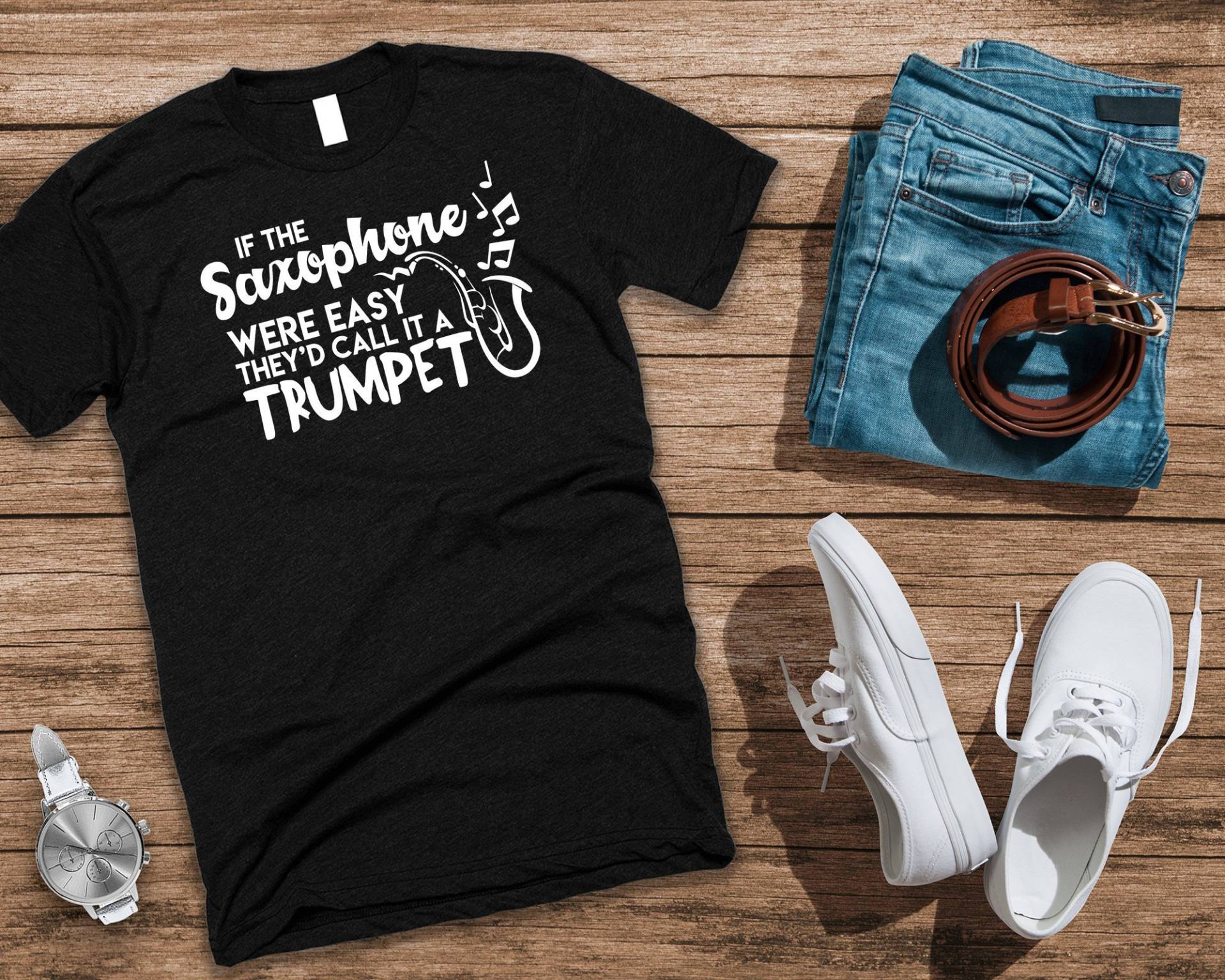 Lustiges Saxophon-T-Shirt, Wenn Saxophon Einfach War, Nennen Sie Es Trompete von KGApparelGoods