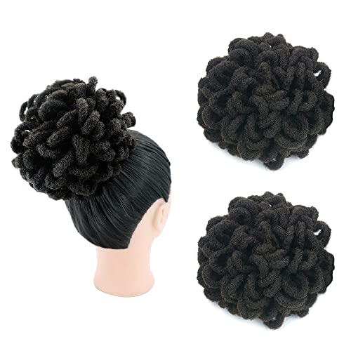KGBFASS 2 Stück Pferdeschwanz Dreadlocks Blütenblatt Dutt Dreadlocks Zopf Afro Faux Puffs Clip Zöpfe Pferdeschwanz Pferdeschwanz für schwarze Frauen (2#) von KGBFASS