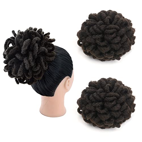 KGBFASS 2 Stück Pferdeschwanz-Dreadlocks mit Blütenblattschnur, Dreadlocks, Dutt, Dreadlocks, Zöpfe, Afro-Pferdeschwanz, Haarverlängerung für schwarze Frauen (Nr. 4) von KGBFASS