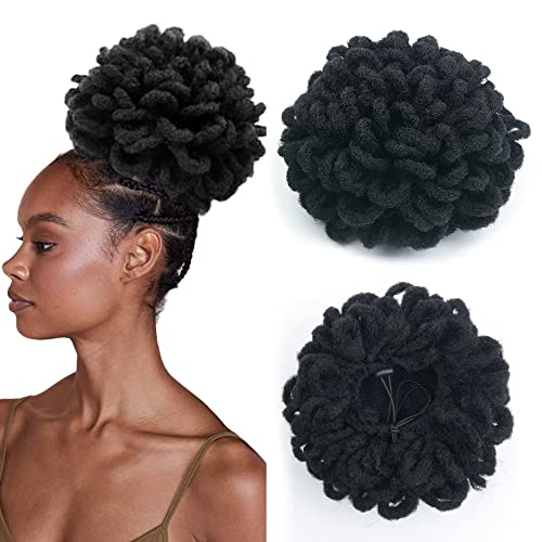KGBFASS 25,4 cm große Dreadlocks mit Kordel für lockigen Pferdeschwanz, Blütenblatt-Blüten, Zöpfe, Haargummis, Kunsthaargummis, Zöpfe, Pferdeschwanzhalter für schwarze Frauen (1B#) von KGBFASS