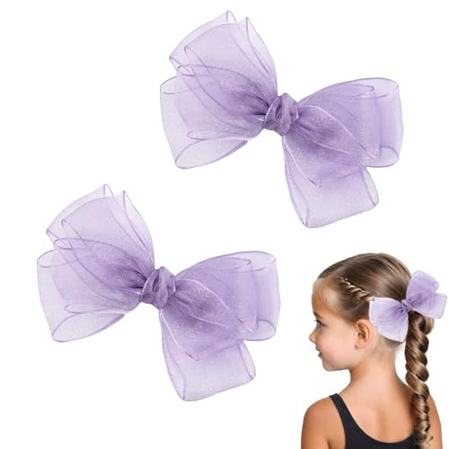KGCGJVB 2 x lila Haarschleifen mit Blumen-Clips für Mädchen, Tüll und Spitze, Haarschmuck mit Clips, niedliche Haarspange für Mädchen, Kinder, Kleinkinder und Teenager, 14 cm, dekorative Schleifen für KGCGJVB 2 x lila Haarschleifen mit Blumen-Clips für Mädchen, Tüll und Spitze, Haarschmuck mit Clips, niedliche Haarspange für Mädchen, Kinder, Kleinkinder und Teenager, 14 cm, dekorative Schleifen für von KGCGJVB