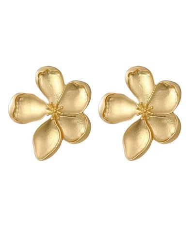 KGDUYC 1 Paar Goldene Blumen Ohrringe- Blumen-Blütenblatt-Muster, Metall-Ohrringe, übertriebene Ohrhänger,Statement Ohrringe Schmuck für Frauen und Mädchen(Gold) von KGDUYC