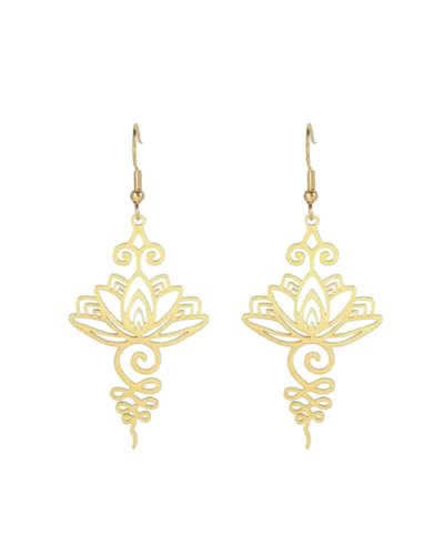 KGDUYC 1 Paar Lotus Blume Dangling Ohrringe - für Frauen Yoga Heilung Charms Symbol Amulett Edelstahl Schmuck Lotus Blume Buddha Yoga Ohrringe,für Frauen Freundin Mama Mädchen(Gold) von KGDUYC