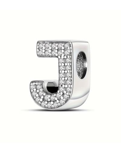 KGDUYC 1 Stück Anhänger Alphabet Buchstaben A-Z in Sterling Silber mit Cubic Zirkonia Anhänger für europäische Armband und Halskette von KGDUYC