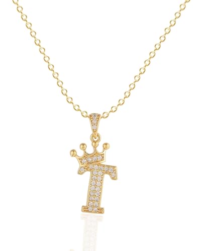 KGDUYC 1 Stück Damen Alphabet Kette 14K Gold vergoldet Krone Initiale Halskette Goldfarbener Edelstahl Zirkonia Alphabet Kette KGDUYC 1 Stück Damen Alphabet Kette 14K Gold vergoldet Krone Initiale Halskette Goldfarbener Edelstahl Zirkonia Alphabet Kette von KGDUYC