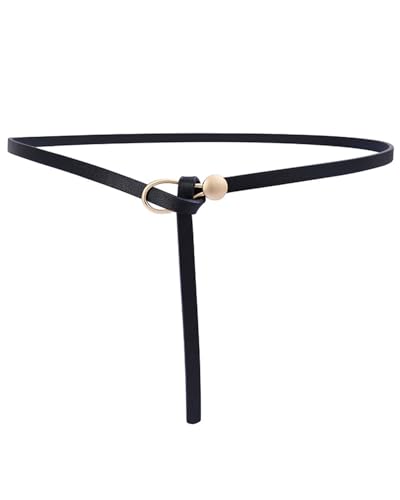 KGDUYC 1 Stück Damen Gürtel Einstellbare Spaghetti Gürtel Mode Leder Knoten Gürtel für formelle Pullover Jacke (Schwarz) von KGDUYC