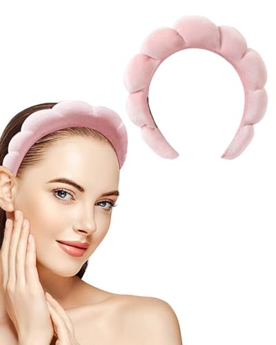 KGDUYC 1 Stück Damen Spa Stirnband Haarband Make up Haarband Weicher Haarreifen Haarschmuck Schwamm Hautpflege zum Waschen des Gesichts Make up Entferner, Dusche, Hautpflege - Rosa von KGDUYC