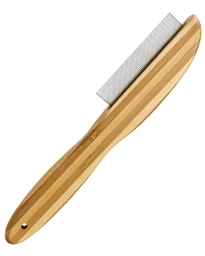 KGDUYC 1 Stück Holzgriff Schuppenkamm - Extra Feiner Zahnkamm mit Metallpickel Multifunktionaler Flohkamm Mittel Abisoliermesser Braun Trimm Messer Haustierpflege Werkzeug für Haustier Pet Unterwolle von KGDUYC