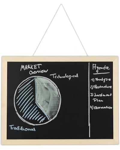 KGDUYC 1 Stück Schwarze Kreidetafel, Kinder hängende löschbare Kreidetafel zum Schreiben auf Speisekarten, Küche, Schule Kreidetafel mit Holzrahmen (20 * 30) von KGDUYC