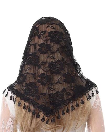 KGDUYC 1 Stück Spitzenschleier Dreieckskopfschmuck Kirchentuch Bestickter Kopfschmuck Grace Brautschleier Elegante Tüllblume Haarschmuck Geeignet für Party Geburtstag Hochzeit Kostüm Ball von KGDUYC