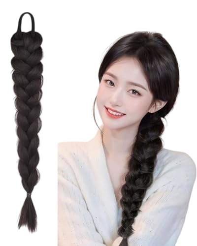 KGDUYC 1 Stück geflochtener Pferdeschwanzverlängerung Haarband, weiches synthetisches Haar Zubehör für Frauen und Mädchen tägliches Leben, 40CM natürliche Knödel schwarz KGDUYC 1 Stück geflochtener Pferdeschwanzverlängerung Haarband, weiches synthetisches Haar Zubehör für Frauen und Mädchen tägliches Leben, 40CM natürliche Knödel schwarz von KGDUYC