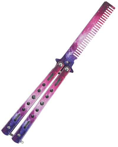 KGDUYC 1 pcs Butterfly Kamm, Faltbare Taschenkamm Butterfly Trainer Übung Messer Kamm, Faltbare Hairstyling Bürste Falten Praxis Training Schmetterling, balisong trainer (Nebel) von KGDUYC