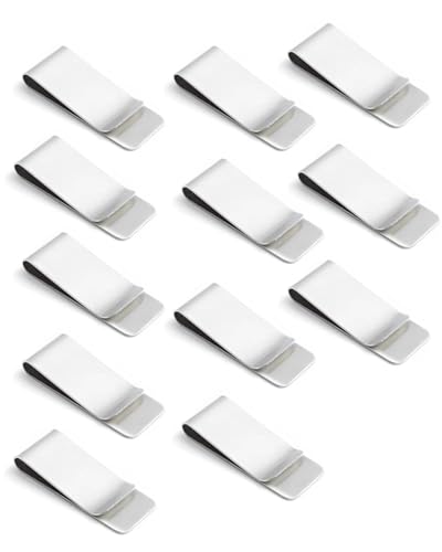 KGDUYC 12 Stück Geldklammern - aus Edelstahl Metall Slim Wallet Geldscheinklammer Clip Metallclips,für Bargeld Rechnungen Karten Dokumente Banknote Geldscheine Visitenkarte Kreditkarte von KGDUYC