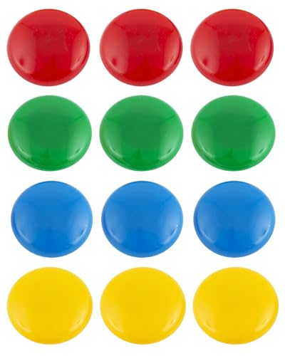 KGDUYC 12 Stück Magnetische Tafelmagnete, 4 Farben, Magnetische Kühlschrankmagnete, Starke Magnete, Kühlschranktafelmagnete, Kleine Mini-Magnete, Bunte Runde Whiteboard-Magnete von KGDUYC
