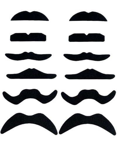 KGDUYC 12 Stück geklebt Schnurrbart, geklebt Schnurrbart, Kostüm Fake Schnurrbart, Party Schnurrbart Detektiv, Kinder Schnurrbart Gel, selbstklebende Kit Schnurrbart, geklebt Schnurrbart von KGDUYC