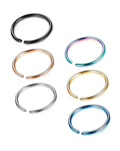 KGDUYC 12-teiliges Set Nasenpiercingringe, falsche Nasen- und Lippenringe, 2 g, 8 mm Nasenpiercingschmuck, Nasenring aus Edelstahl, Ohrringe, Septumring-Set, Damen, Herren von KGDUYC