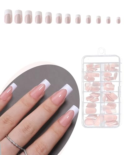 KGDUYC 120pcs White French Tip Press on Nails - Square Fake Nails Nude False Nails Square French Press ons Square Glossy Kunstnägel Selbstklebende Press on Nails für Frauen und Mädchen KGDUYC 120pcs White French Tip Press on Nails - Square Fake Nails Nude False Nails Square French Press ons Square Glossy Kunstnägel Selbstklebende Press on Nails für Frauen und Mädchen von KGDUYC