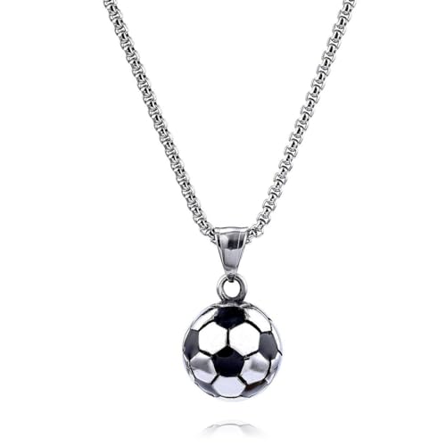 KGDUYC 1pcs Kette für jungs - Fußball Halskette Edelstahl Fußball Charm Halskette Kette Fußball Anhänger Geschenke für Mädchen Jungen Kinder Unisex Schmuck mit Kette von KGDUYC