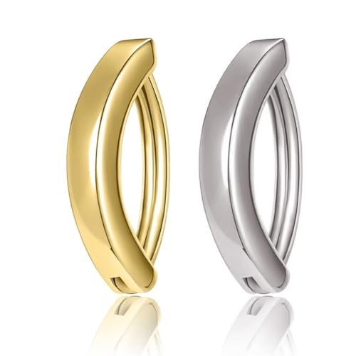 KGDUYC 2 STK Piercing Bauchnabel- für Frauen Helix Conch Tragus Ohr Piercing Septum,Piercing Bauchnabel Gold Silber Bauchnabelpiercing Ring Körper Piercing Schmuck(Silber,Gold) von KGDUYC