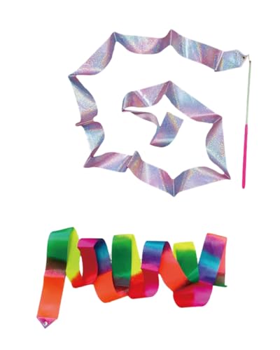 KGDUYC 2 Stück Rhythmische Sportgymnastik Band, 78 Zoll Gymnastikband Mit Stab Tanzband Tanzbänder Kinder Mit Stab Kinder Funkelnd Für Künstlerisches Tanzen Gymnastik Zirkus von KGDUYC