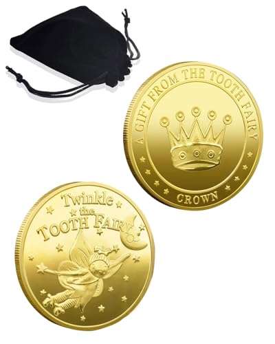 KGDUYC 2 Stück Zahnfee Münzen, Zahnfee Geschenke Mädchen, Gold Zahnfee Münze, Zahnfee Geschenke Jungen, Zahnfee Geschenke für Verlorenen Zahn Kinder Geschenke Souvenir von KGDUYC