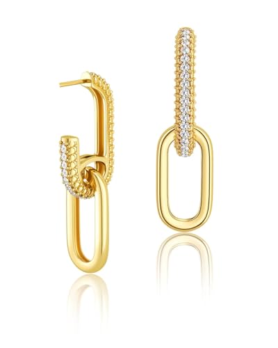 KGDUYC 2 Stück runde Ohrringe, Frauen baumeln Reifen Ohrringe, 18K Gold plattiert Ohrringe, Huggie kleine Reifen Ohrringe, Dreieck ovale Ohrringe, Frauen Reifen Ohrringe von KGDUYC