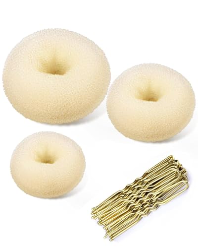 KGDUYC 23 Stück Friseurwerkzeuge, darunter 3 Stück Haarknotenkissen, 20 Stück U-Form-Haarspange Haarspangenkissen Zubehör für Frauen und Mädchen von KGDUYC