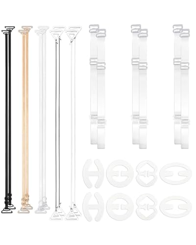 KGDUYC 24 Stück BH-Träger und BH Klammer- Elastische Verstellbare BH Träger Halter Clips Unsichtbar Anti-Rutsch-für Fitnesssport Verhindern Schultergurte Rutschen von KGDUYC
