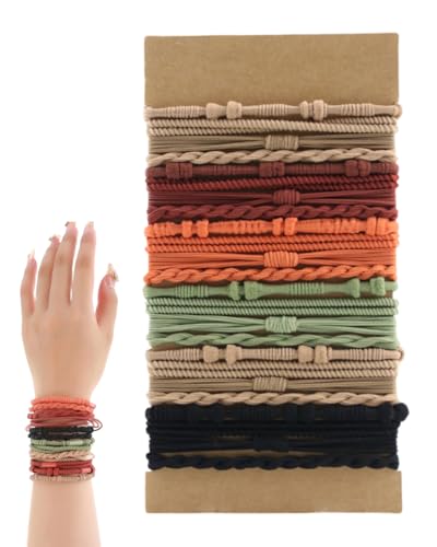 KGDUYC 24 Stück Elastische Haargummi Damen - Geflochtener Boho-Haargummis,Boho Haargummis Hair Tie Zopfhalter, Kein Schaden Haarbänder Armbänder Für Frauen Mädchen Langes Haar(Farbe) von KGDUYC