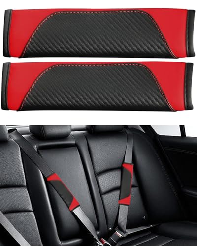 KGDUYC 2Pcs Schulterpolster für Autosicherheitsgurte, Universelle Weiche Autosicherheitsgurtprotektoren, Sicherheitsgurtprotektoren für Kinder und Erwachsene - Rot von KGDUYC