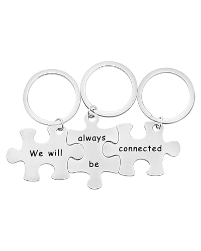 KGDUYC 3 Stück Jigsaw Schlüsselanhänger, graviert BFF Freundschaft Anhänger Metall Charme für Mädchen Frauen Haus von KGDUYC