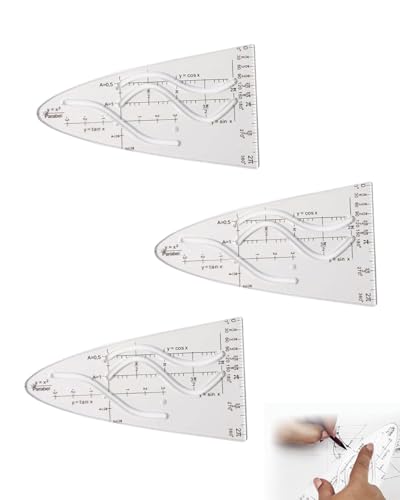 KGDUYC 3 Stück Parabelschablone Mathe, Kurvenschablone, Parabellineal, Parabelzeichenschablone, geometrische Kurvenschablone Lineal für Studenten, Büro, Designer Zeichnung, Kosinustangenten von KGDUYC