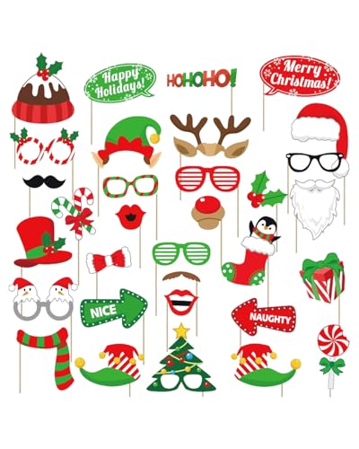 KGDUYC 32 Stück christmas party,Weihnachtsbrillen, Partybrillen Set Kreative Weihnachten Brillen Party Gläser Cartoon Nette Sortierte Kinder Partybrillen Lustige Brille für Partydekoration von KGDUYC