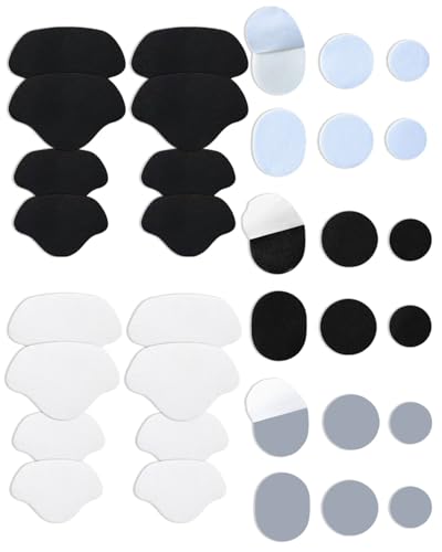 KGDUYC 34 Stück Sneaker Reparatur Patch - Reparatur Selbstklebender Fersen Patch von Loch Schuhloch Verhinderungs Patch Kit für Männer Frauen(schwarz+weiß+grau) von KGDUYC