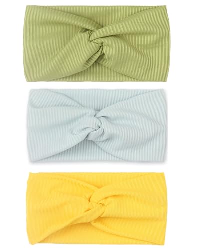 KGDUYC 3PCS Kinder Haarband aus Strick - Stirnbänder für Mädchen, Bequem & Stilvoll, Perfektes Accessoire für Mädchen (blau+grün+gelb) von KGDUYC